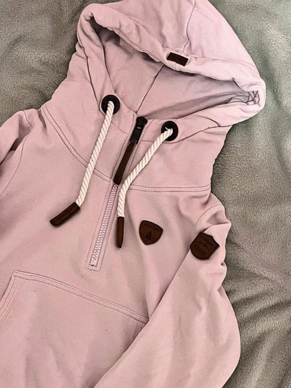 Wanakome Half-Zip Hoodie Pink Size Small In Perfect Condition